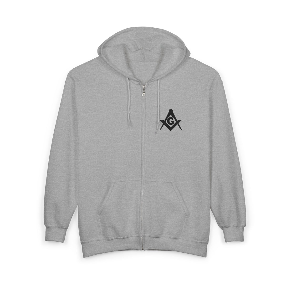Master Mason Blue Lodge Hoodie - Zip Up Jacket Classic Square & Compass Look - Bricks Masons