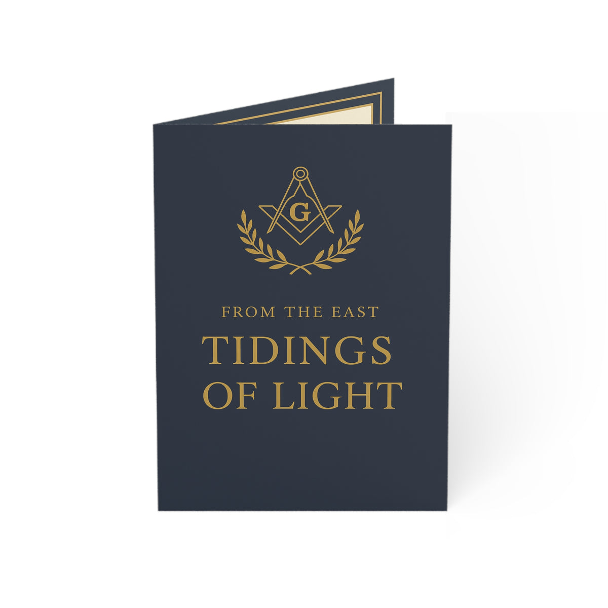 Master Mason Blue Lodge Greeting Card - S&C G with Wreath From The East Tidings of Light - Bricks Masons