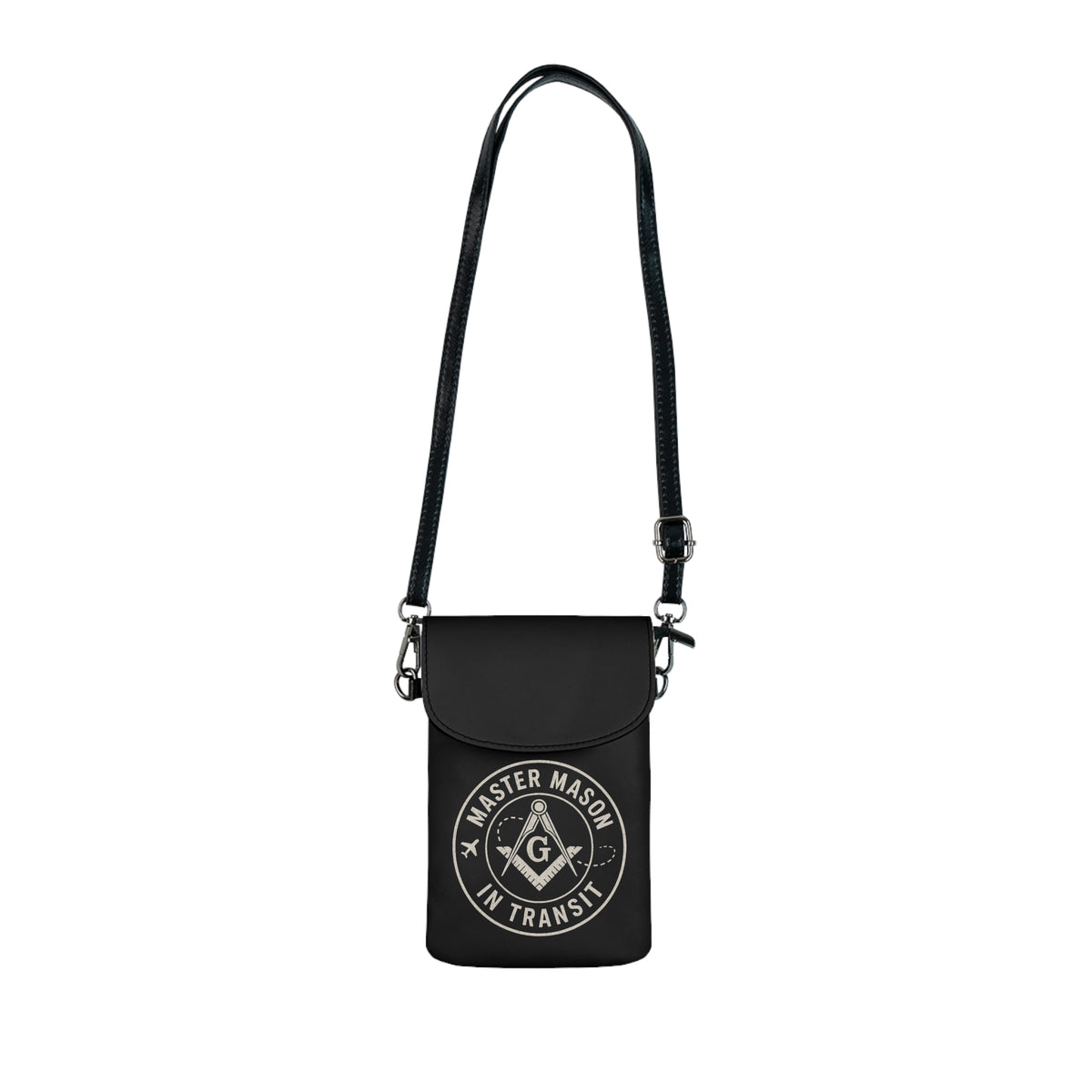 Master Mason Blue Lodge Cell Phone Wallet - Mason In Transit Black Microfiber Leather - Bricks Masons