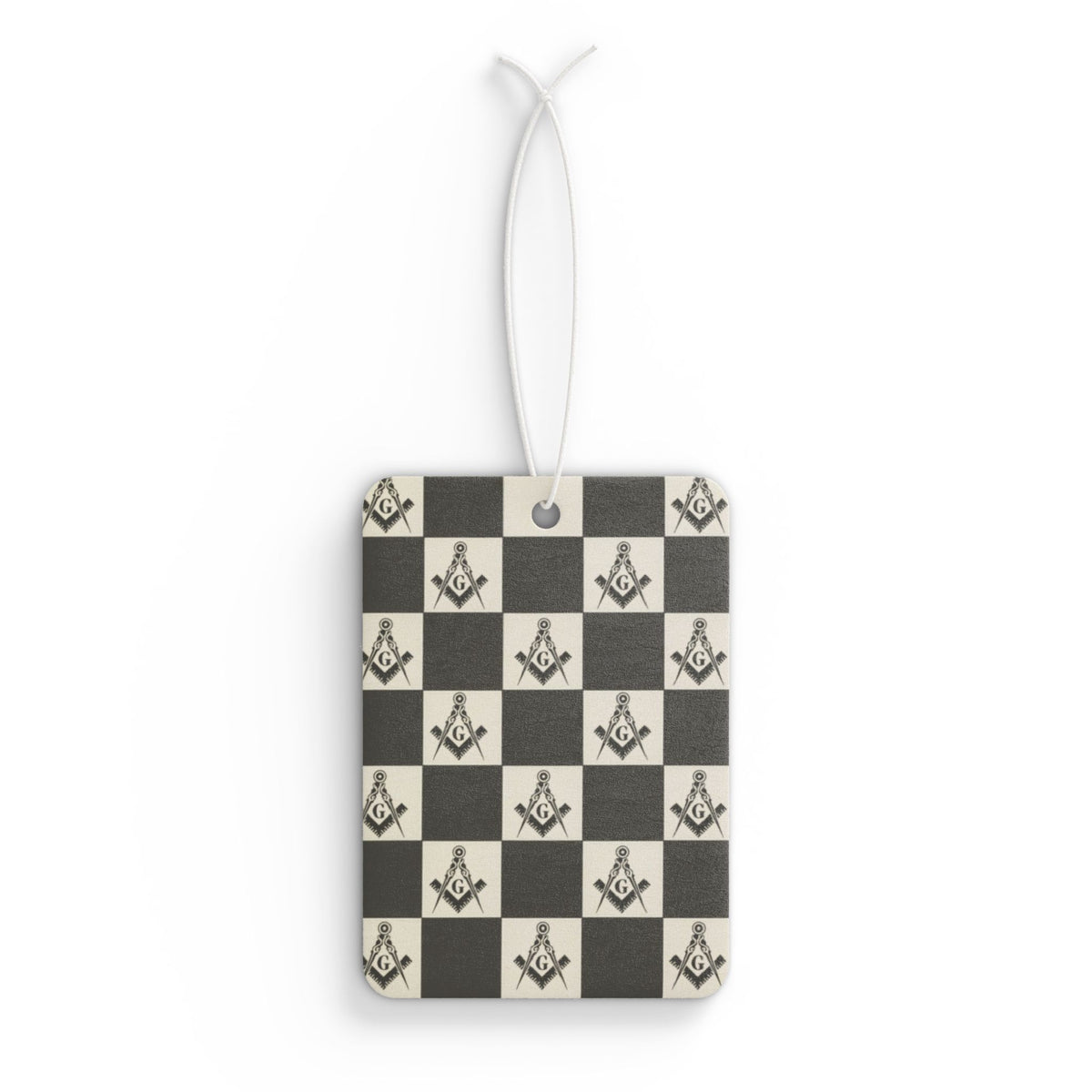 Master Mason Blue Lodge Car Air Freshener - Checkered Square & Compass G Print - Bricks Masons