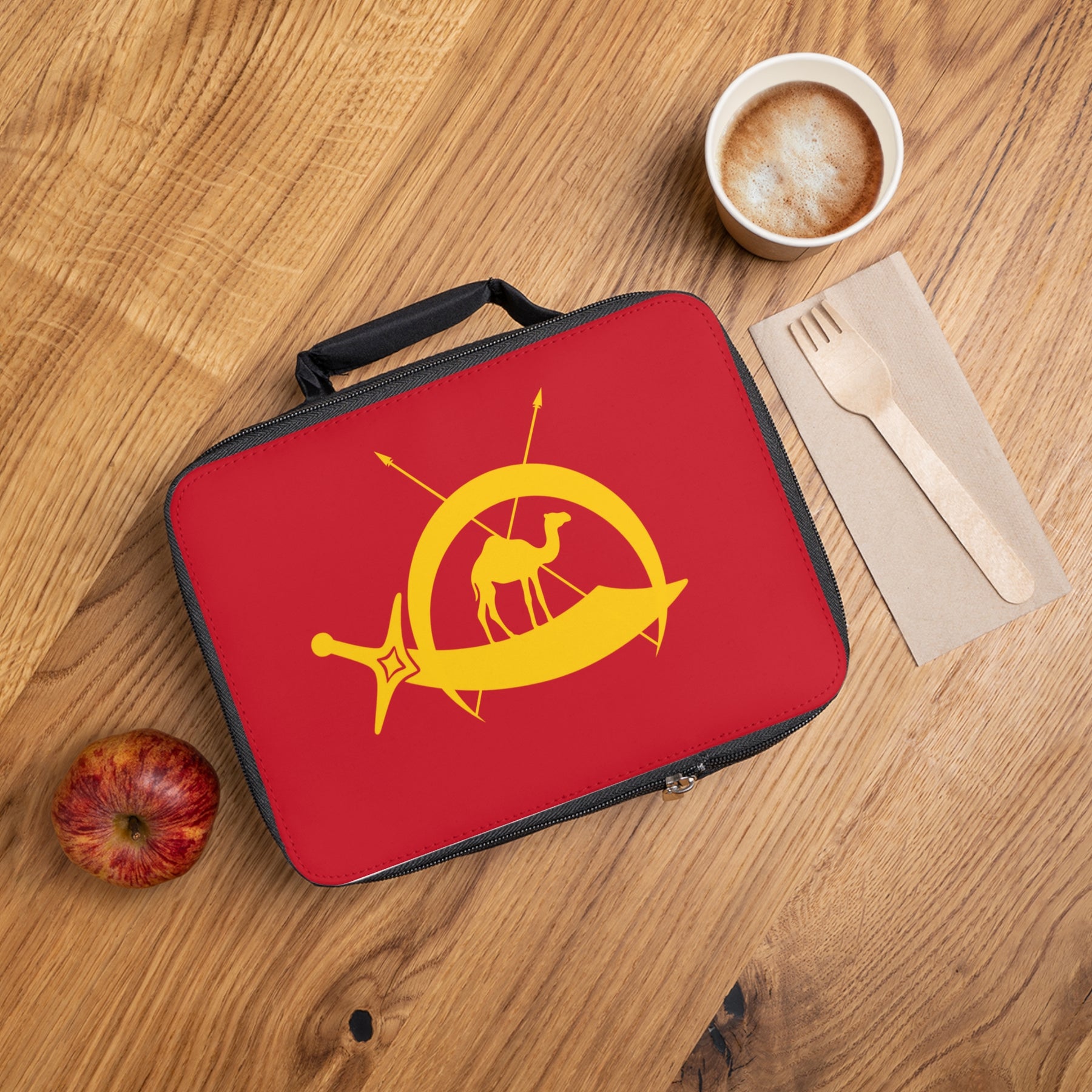 DOKO Lunch Bag - Red Fully Insulated With Zipper Closure - Bricks Masons