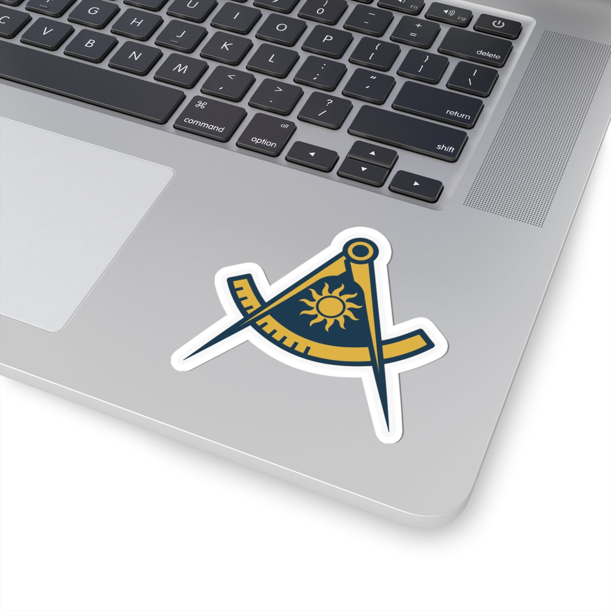 Past Master Blue Lodge Sticker Decal - Kiss-Cut Compass & Quadrant (Arc) - Bricks Masons