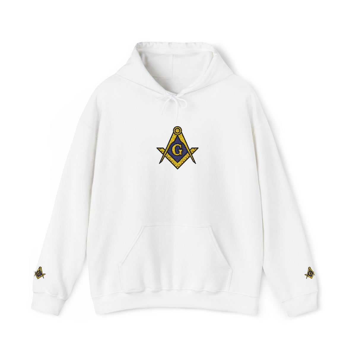 Master Mason Blue Lodge Hoodie - Soft Cotton Poly Blend Embroidered Detail - Bricks Masons