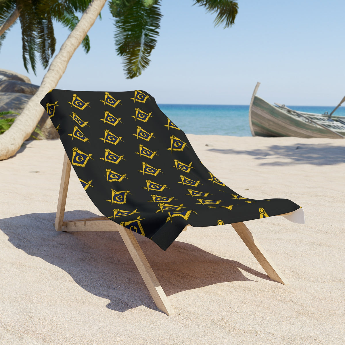 Master Mason Blue Lodge Towel - Square & Compass G Black Beach Towel - Bricks Masons