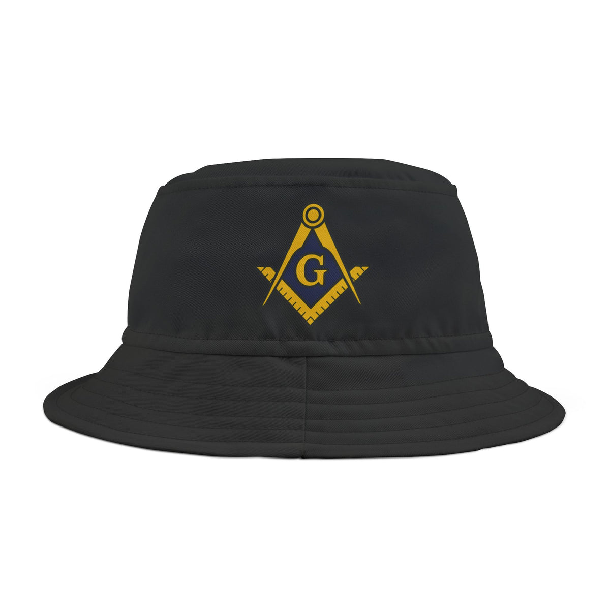 Master Mason Blue Lodge Bucket Hat - Black Stitching With Gold & Blue S&C G - Bricks Masons