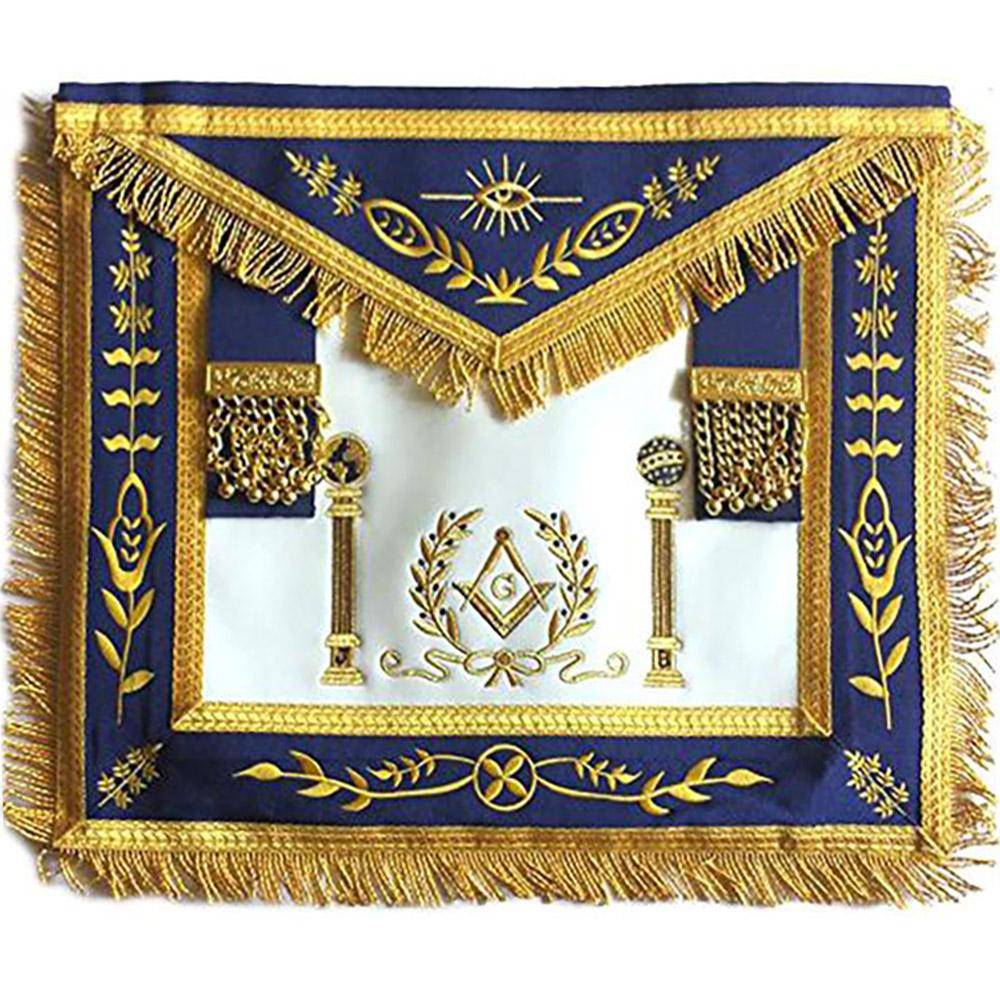 Master Mason Blue Lodge Apron - Navy Blue with Pillars - Bricks Masons