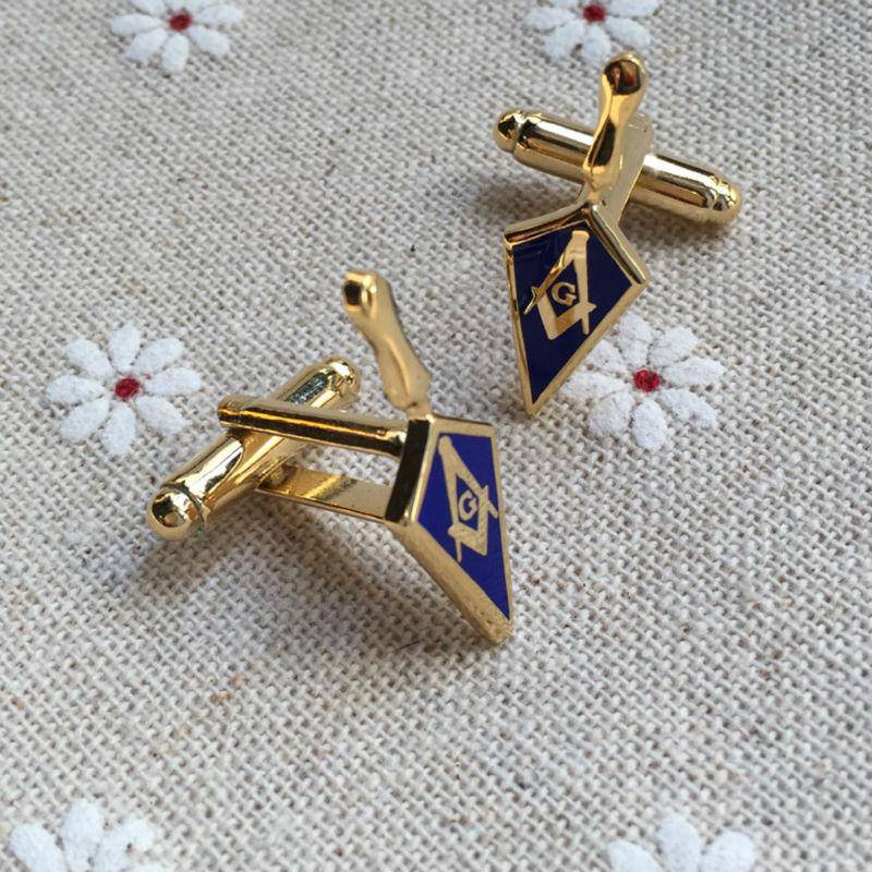 Master Mason Blue Lodge Cufflink - Blue & Gold Trowel - Bricks Masons