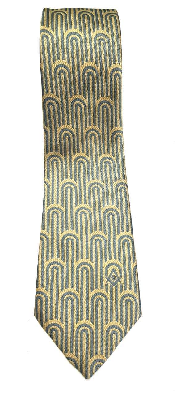 Master Mason Blue Lodge Necktie - Grey & Gold - Bricks Masons