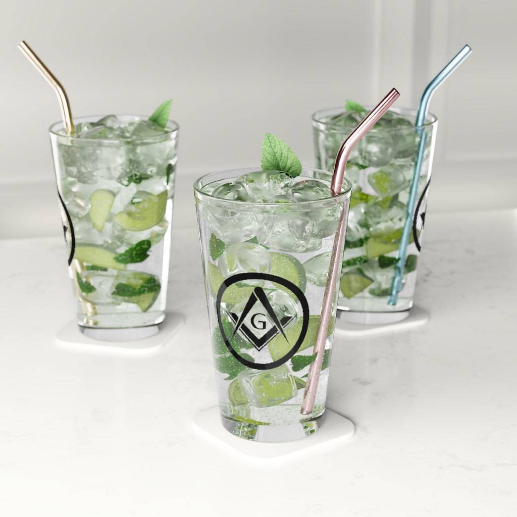 Master Mason Blue Lodge Pint Glass - 16oz Square & Compass G - Bricks Masons
