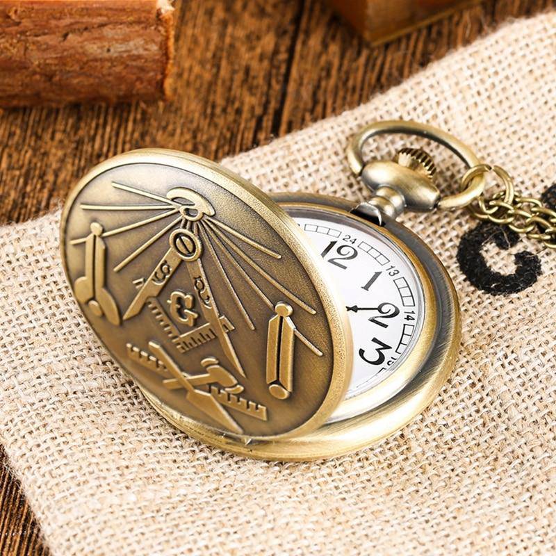 Master Mason Blue Lodge Pocket Watch - Bronze Tools - Bricks Masons