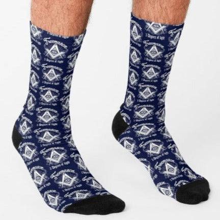 Master Mason Blue Lodge Sock - 2B1 Ask1 Square & Compass G - Bricks Masons