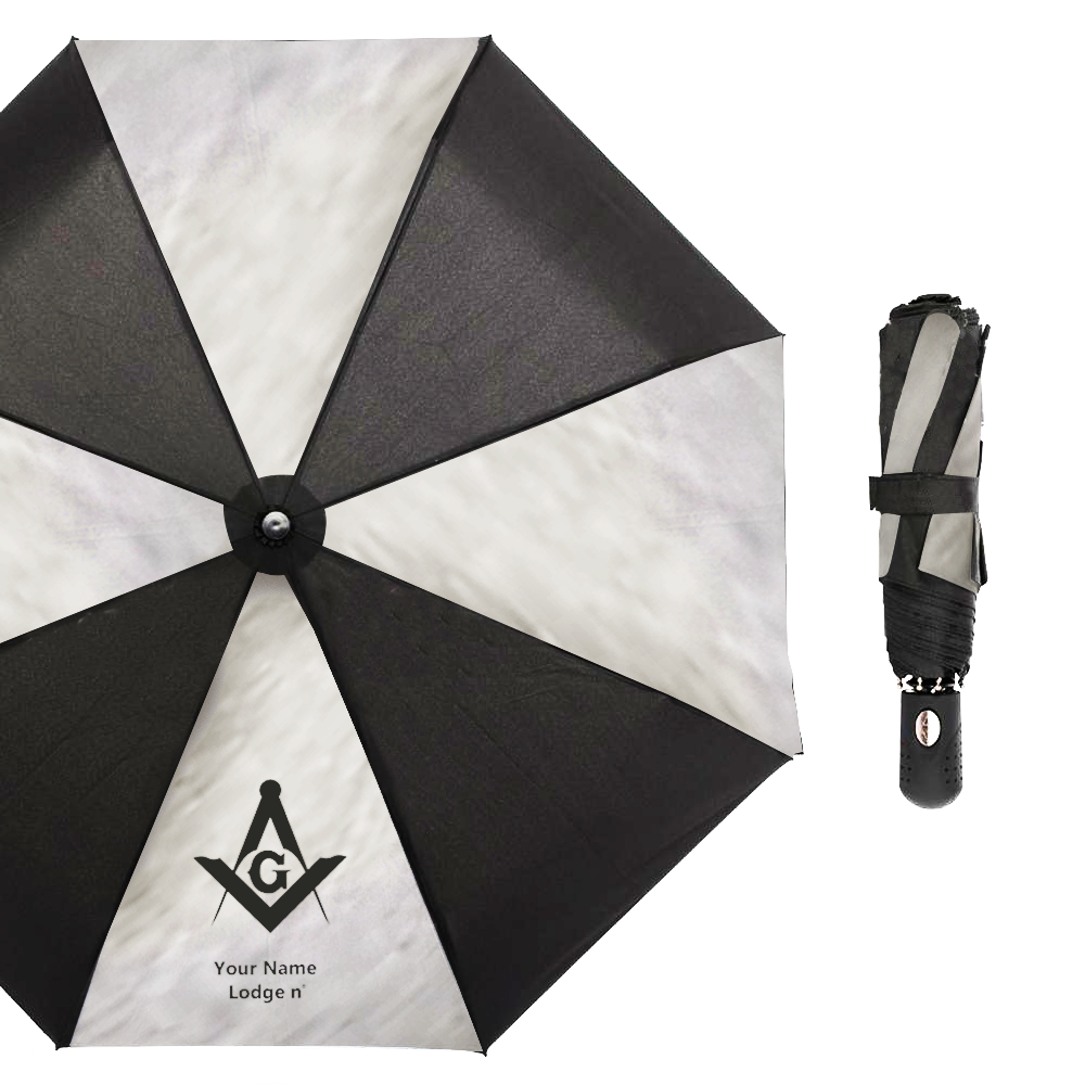 Master Mason Blue Lodge Umbrella - Three Folding Windproof - Bricks Masons