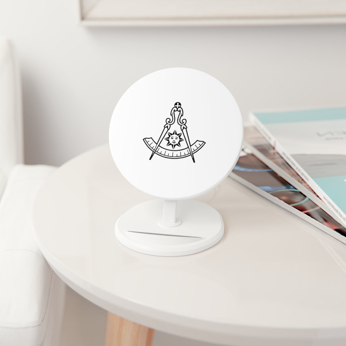 Past Master Blue Lodge California Regulation Wireless Charger - White - Bricks Masons