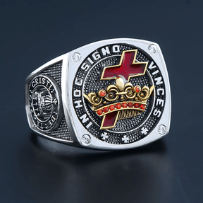 Knights Templar Commandery Ring - In Hoc Signo Vinces Crusader Seal Sterling Silver