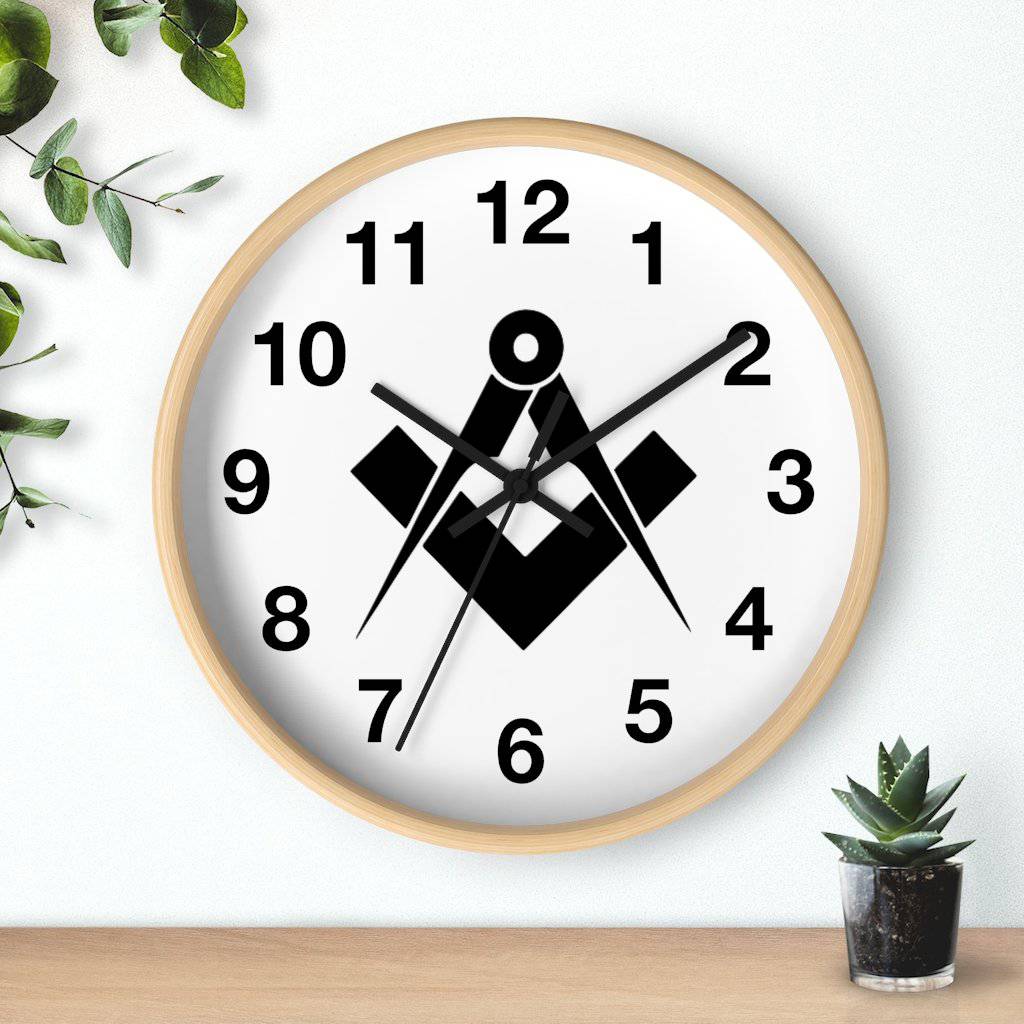 Master Mason Blue Lodge Clock - Square & Compass Wooden Frame