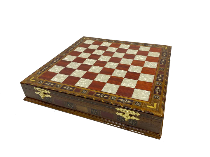 Council Chess Set - Wood Mosaic Pattern - Bricks Masons