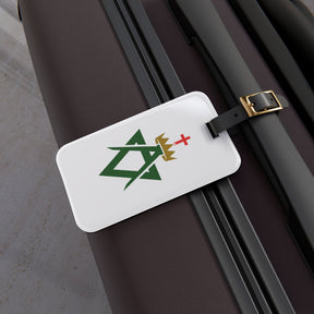 Allied Masonic Degrees Luggage Tag - White With Black Leather Strap - Bricks Masons