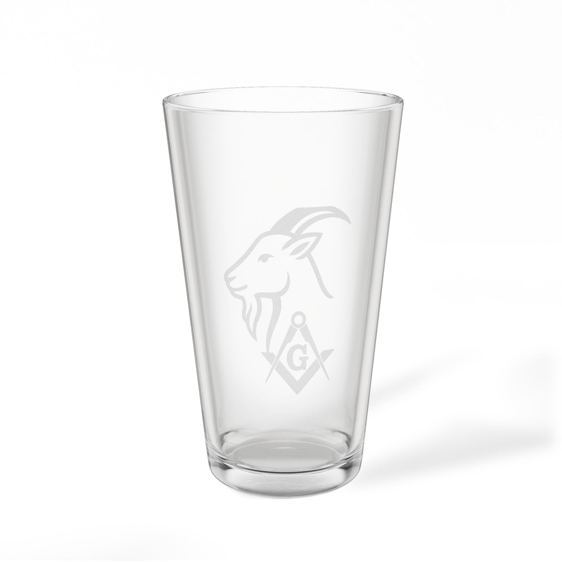Master Mason Blue Lodge Pint Glass - Square & Compass G with Goat - Bricks Masons