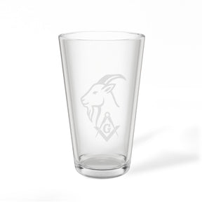 Master Mason Blue Lodge Pint Glass - Square & Compass G with Goat - Bricks Masons