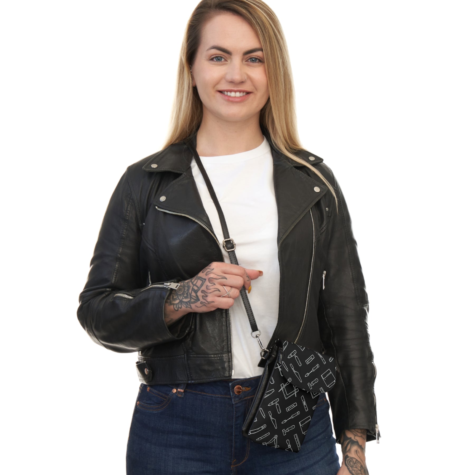 Master Mason Blue Lodge Cell Phone Wallet - Masonic Tools Black Microfiber Leather - Bricks Masons