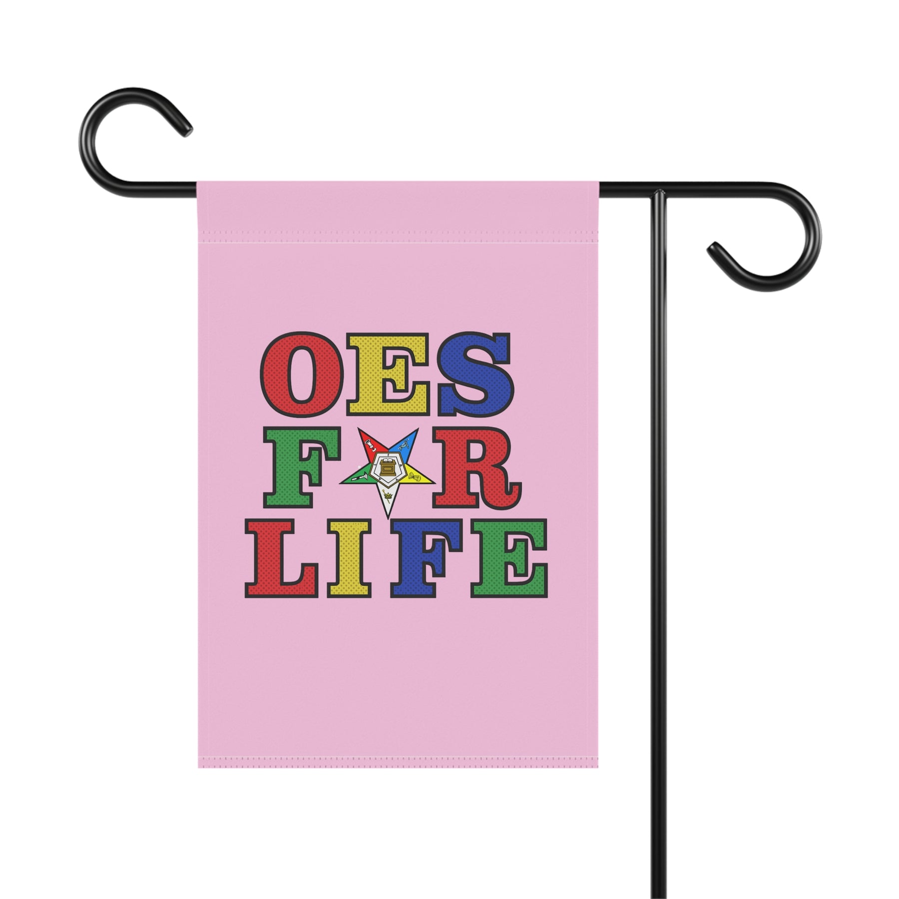 OES Yard Flag - Pink OES For Life Poly Poplin - Bricks Masons