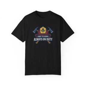 Master Mason Blue Lodge T-Shirt - Garment-Dyed Firefighter Tee - Bricks Masons