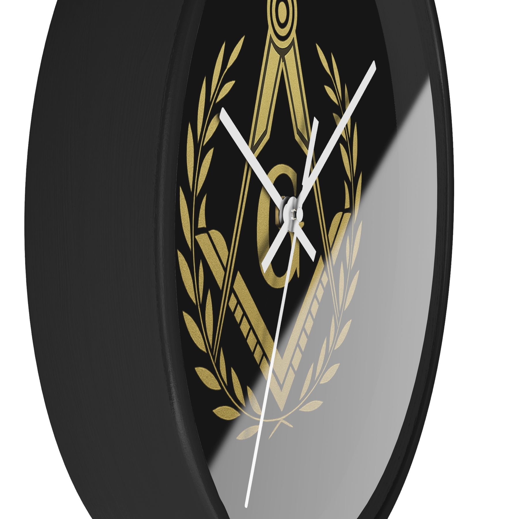 Master Mason Blue Lodge Clock - Wreath with Square & Compass G in Wooden Frame - Bricks Masons