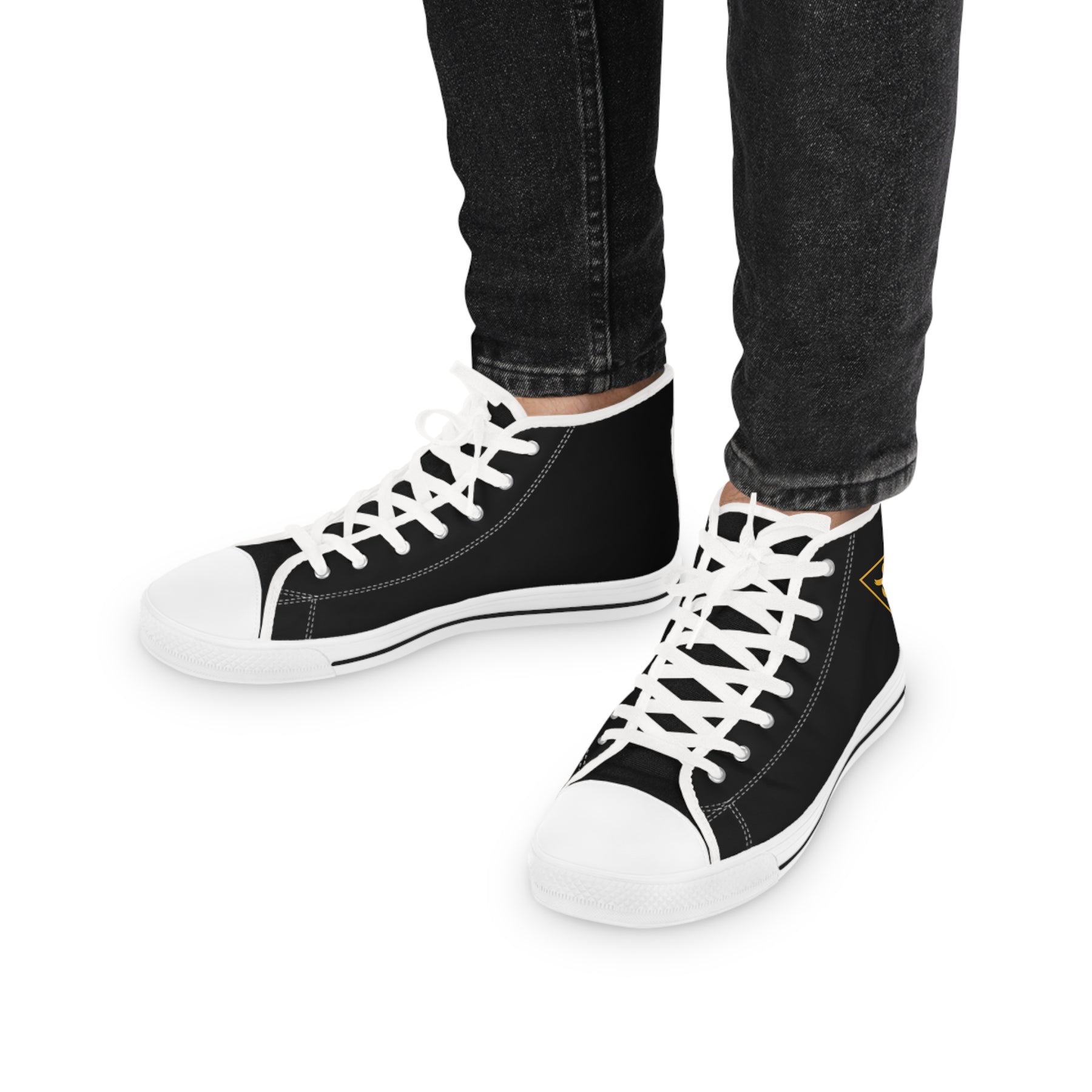 Grand Tiler of Solomon Sneaker - High Top Black & White Golden Emblem - Bricks Masons