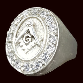 Masonic Master Ring in Silver with Stones 2.2 x 1.7 cm 11 Gr Art 1106 - Bricks Masons
