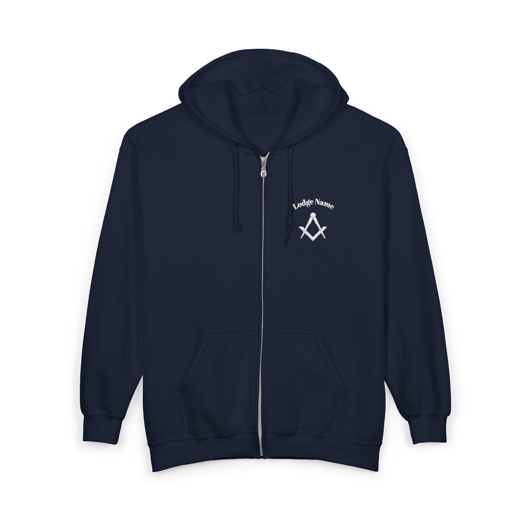 Master Mason Blue Lodge Hoodie - Zip Up Jacket Square & Compass with Personalization - Bricks Masons