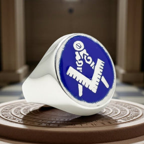 Masonic Ring, Apprentice Degree, Silver, Enamel, 1.6 cm, Art. 1121 - Bricks Masons
