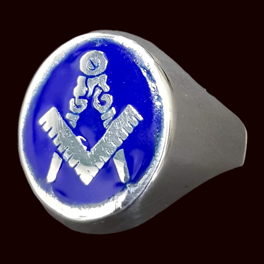 Masonic Ring, Apprentice Degree, Silver, Enamel, 1.6 cm, Art. 1121 - Bricks Masons