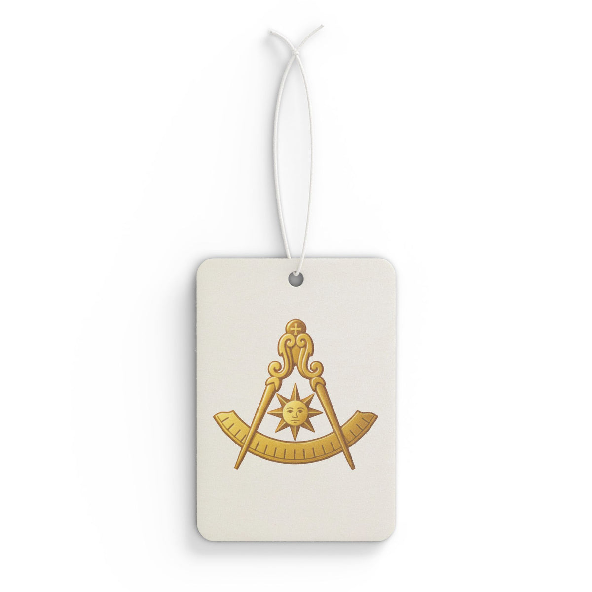 Past Master Blue Lodge Car Air Freshener - Compass & Quadrant with Sun Emblem - Bricks Masons