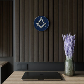 Master Mason Blue Lodge Clock - Blue & Silver Square & Compass - Bricks Masons