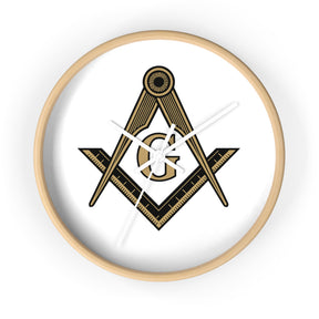 Master Mason Blue Lodge Clock - Distinguished S&C G on White Dial - Bricks Masons