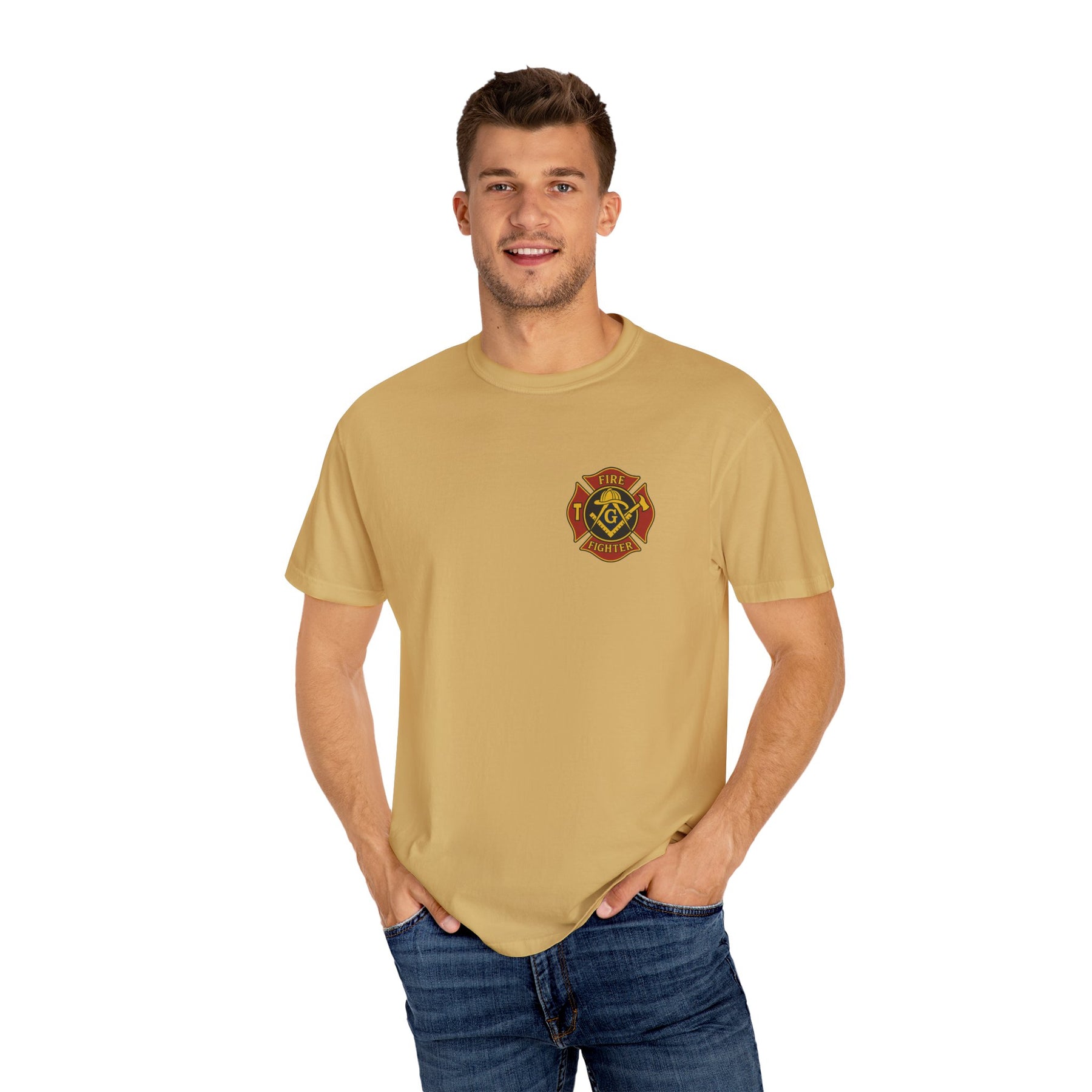Master Mason Blue Lodge T-Shirt - Firefighter Mason Garment-Dyed Tee - Bricks Masons