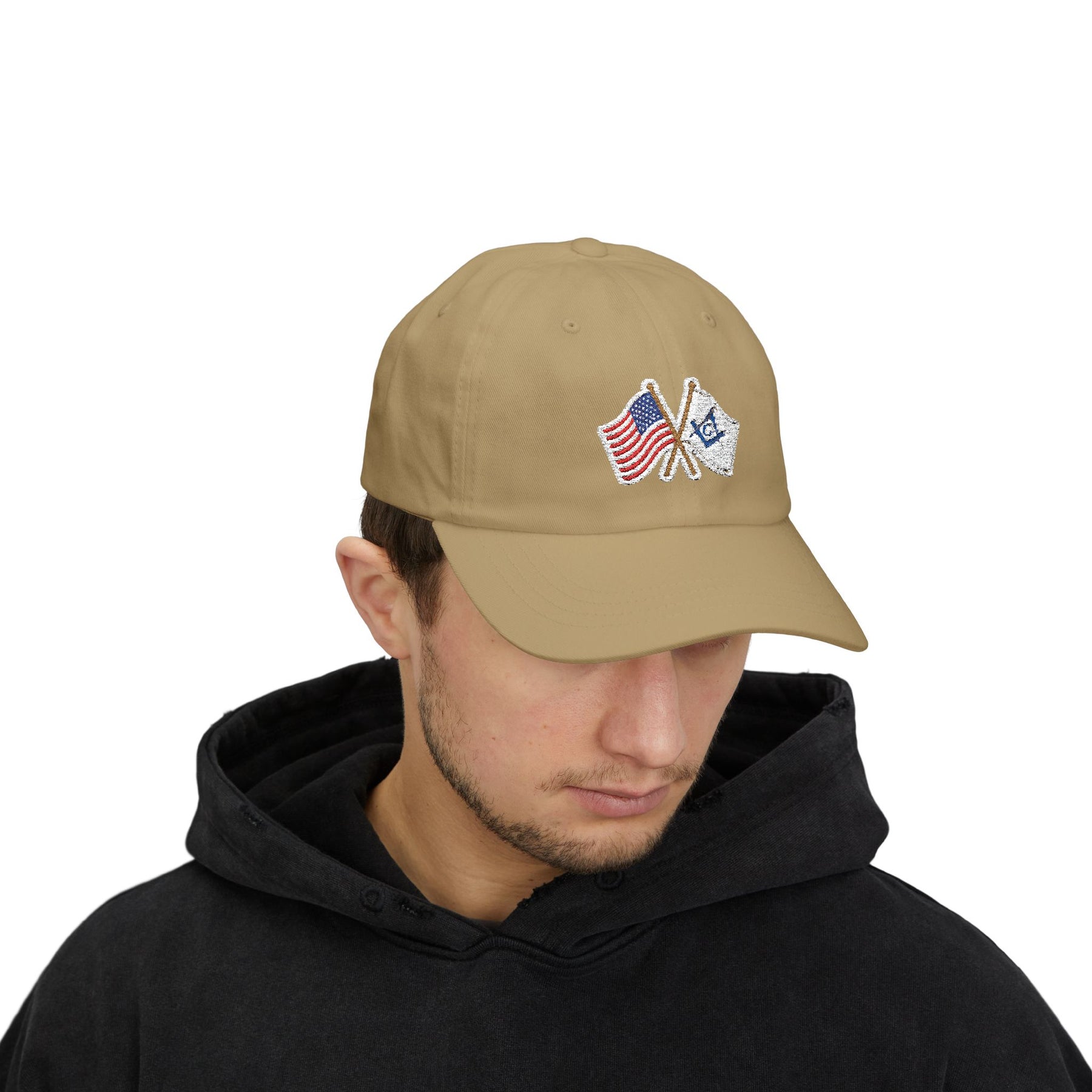 Master Mason Blue Lodge Baseball Cap - Cotton Various Colors Crossed Flags - Bricks Masons
