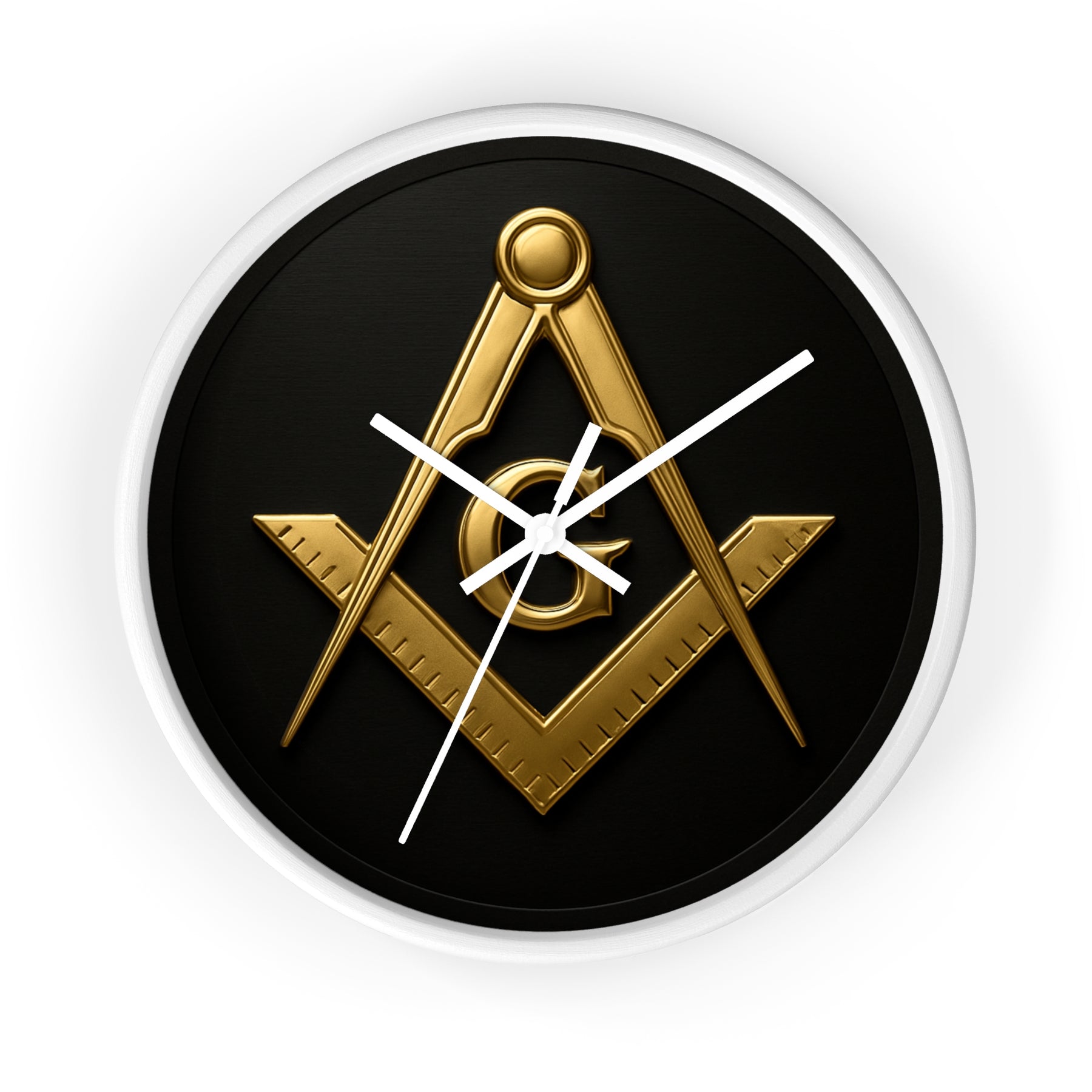 Master Mason Blue Lodge Clock - S&C with G Design on Wood Frame - Bricks Masons