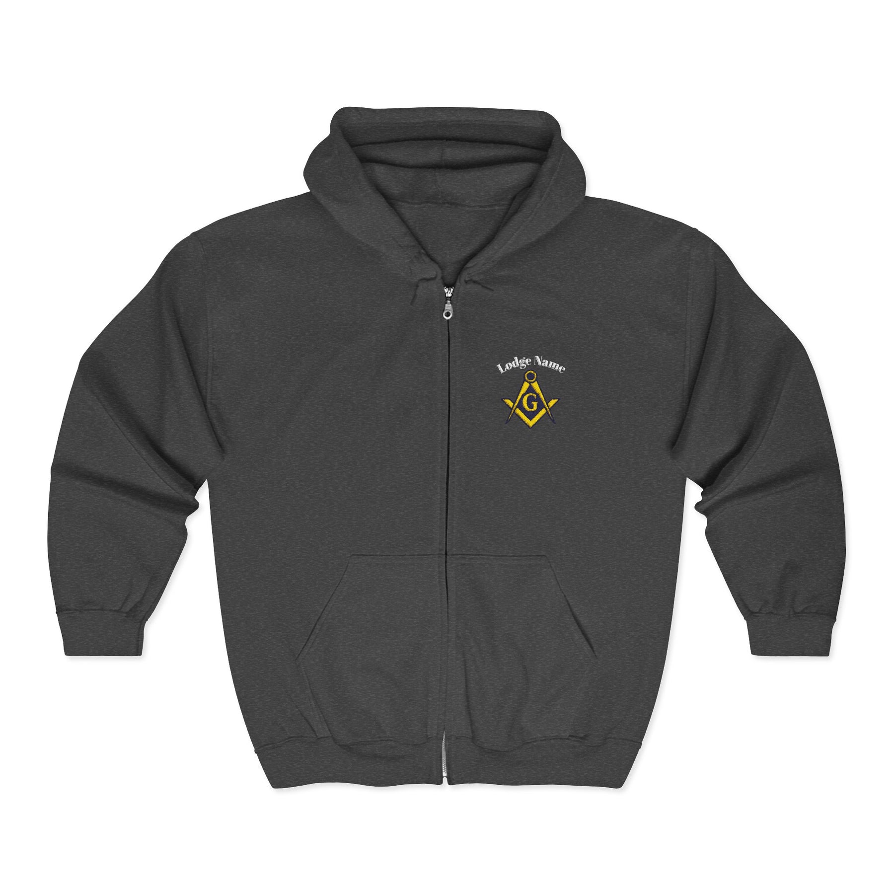 Master Mason Blue Lodge Hoodie - Zip Up Jacket S&C G with Customization - Bricks Masons