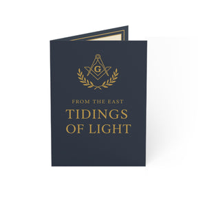 Master Mason Blue Lodge Greeting Card - S&C G with Wreath From The East Tidings of Light - Bricks Masons