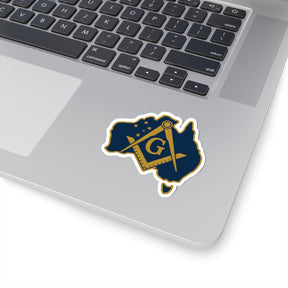 Master Mason Blue Lodge Australia Jurisdiction Sticker Decal - Kiss-Cut Golden Square & Compass G - Bricks Masons