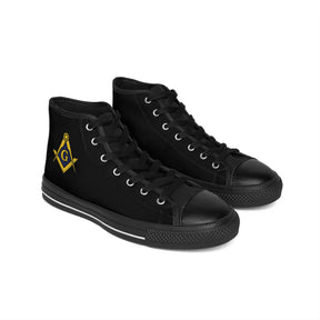 Master Mason Blue Lodge Sneaker - Black with Gold S&C G Nylon Canvas - Bricks Masons