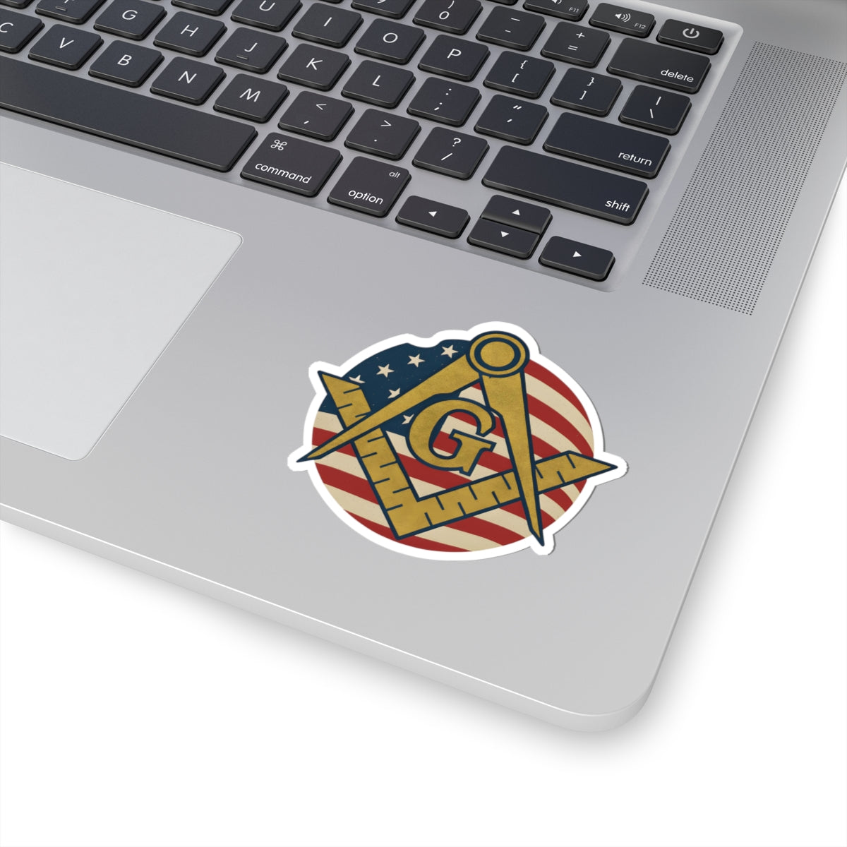 Master Mason Blue Lodge Sticker Decal - Kiss-Cut US Flag Square & Compass G - Bricks Masons