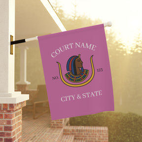 DOI Yard Flag - Pink Poly Poplin With Personalization - Bricks Masons