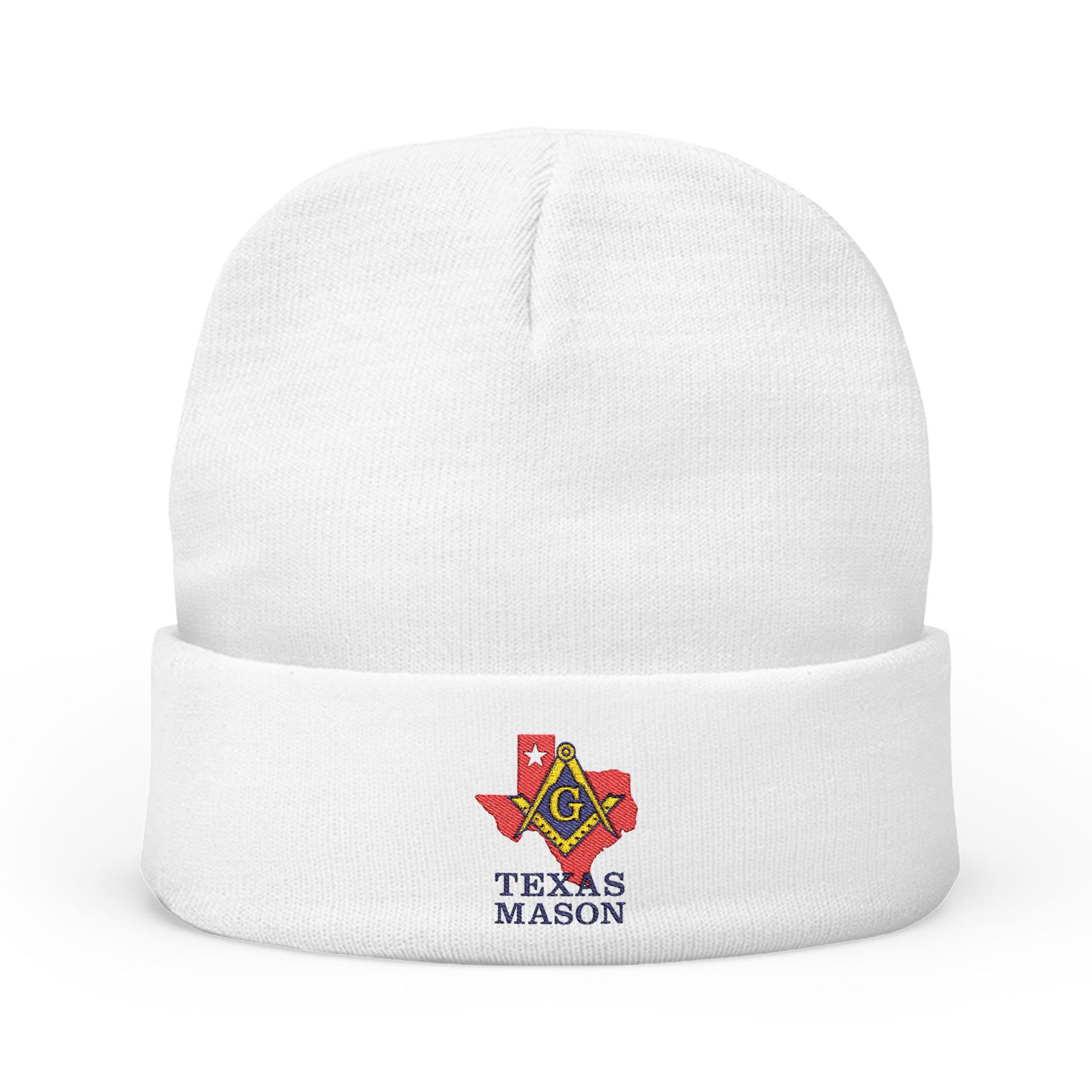 Master Mason Blue Lodge Beanie - Knit Embroidery Texas Mason Square and Compass G - Bricks Masons