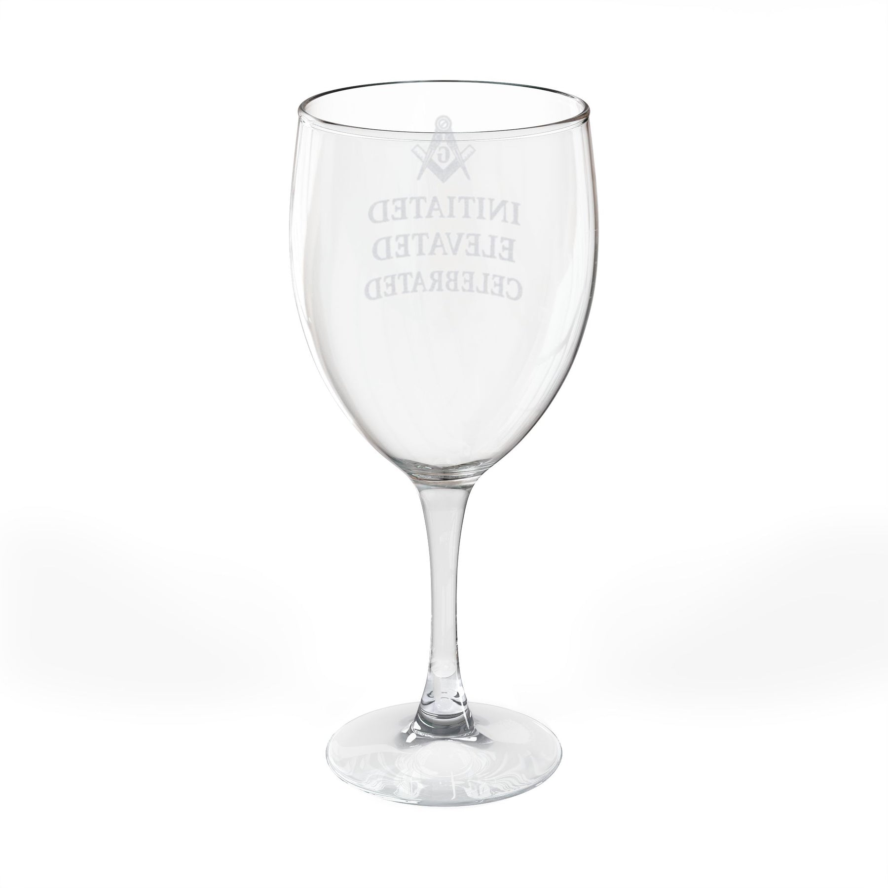 Master Mason Blue Lodge Wine Glass - Square & Compass G Initiated Elevated Celebrated