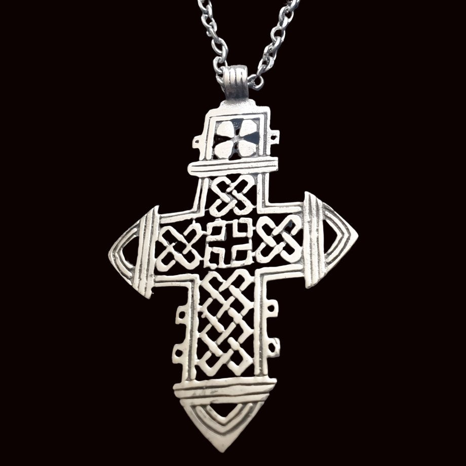 Rastafari Coptic Cross Pendant In Silver 6 X 4 Cm 13 Gr Art 1348 - Bricks Masons