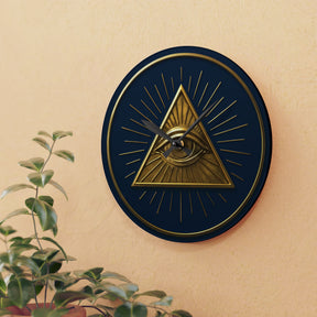 Eye of Providence Clock - Radiant Triangle with All Seeing Eye on Acrylic - Bricks Masons