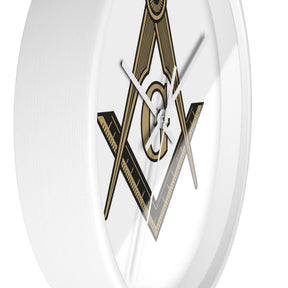 Master Mason Blue Lodge Clock - Distinguished S&C G on White Dial - Bricks Masons