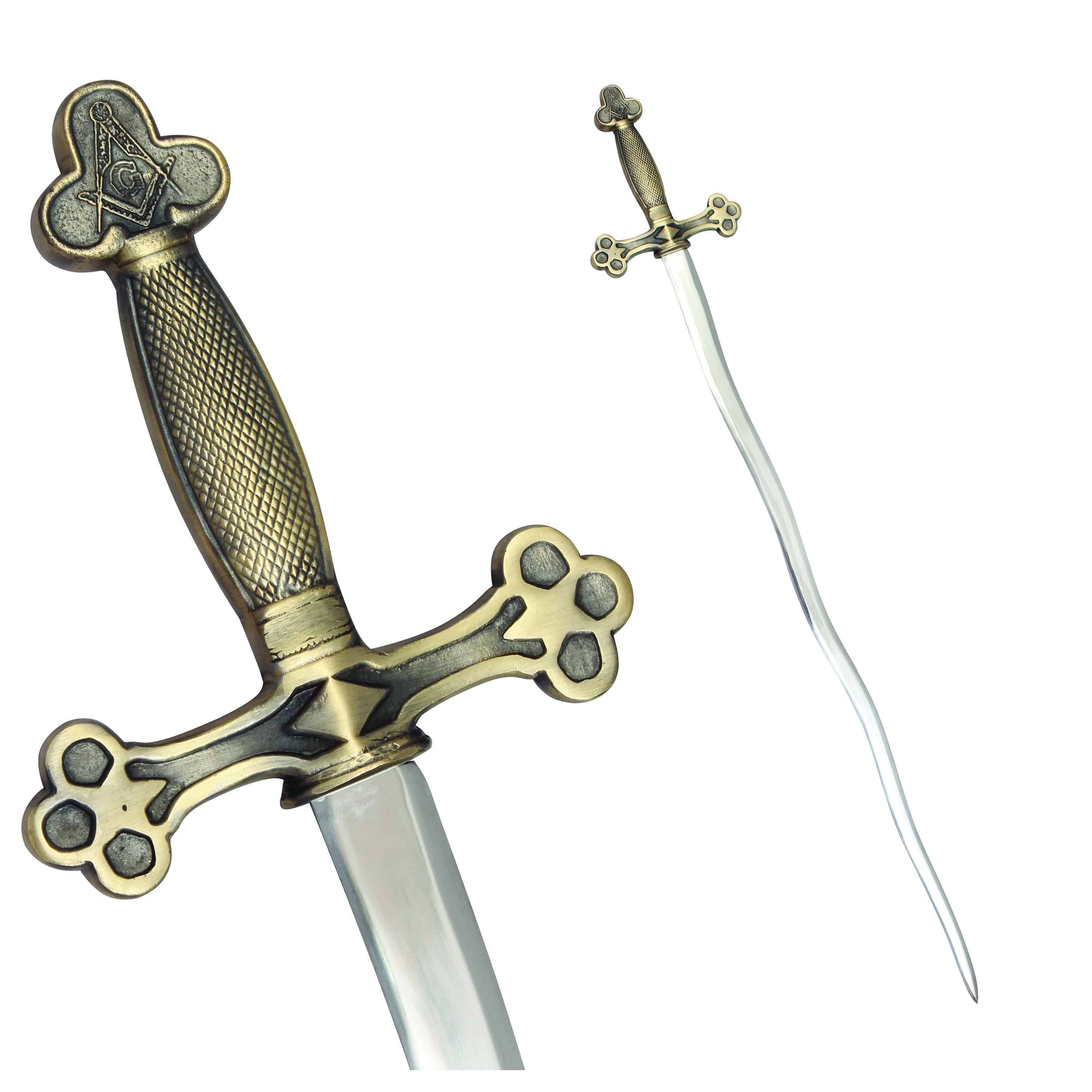 Master Mason Blue Lodge Sword - Snake Flaming Sword Square Compass With G and Golden Hilt